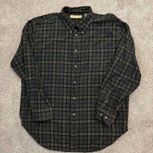 Naturalife Corduroy Shirt Men's Medium Plaid Button Up Long Sleeve Casual